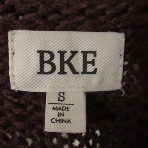 BKE Sweater Small V Neck Brown Destructed Cable Knit Frayed Pullover Oversize - Picture 5 of 7